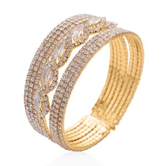 Austrian crystal cuff bracelet in gold or silver tone. - Picture 5 of 6